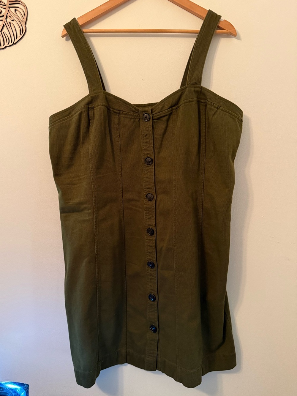 Banana Republic Olive Green Button-Down Tank Dress